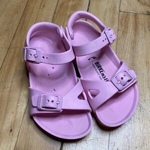 Birkenstock Kids Sandals Pink Two Strap Rubber Adjustable‎ Buckle Shoes